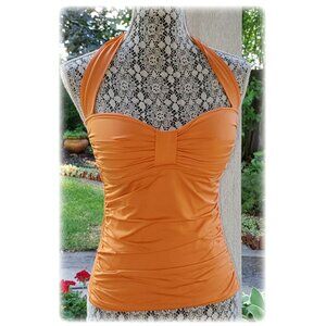 Tommy Bahama Pearl Solids Tankini Top in Orange Bathing Suit Top SZ M